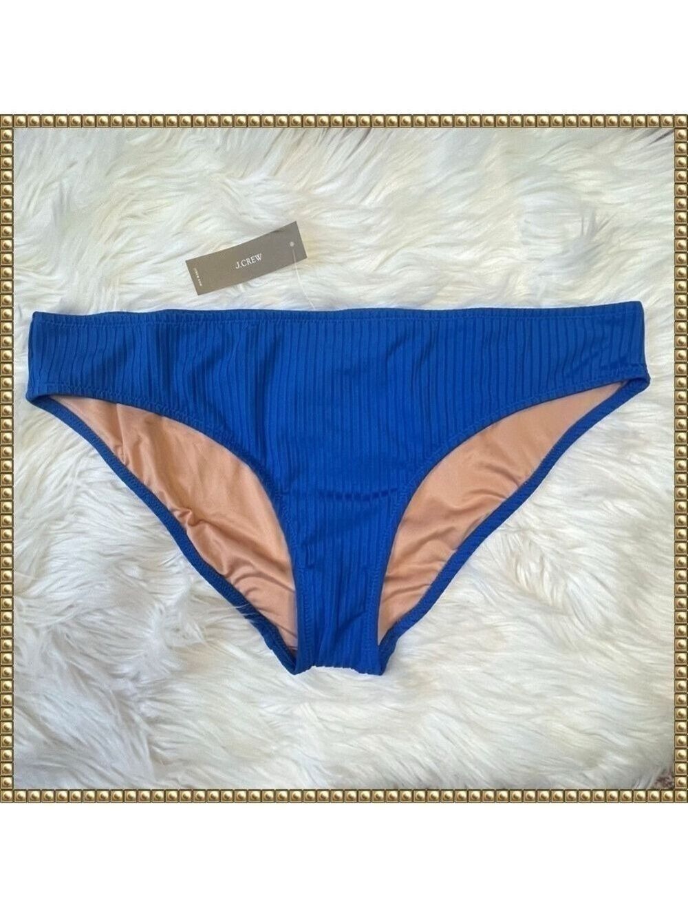 J Crew Blue Ribbed Bikini Bottoms Extra Large